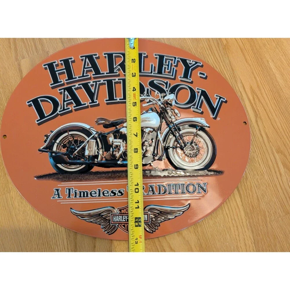 Harley-Davidson Embossed Timeless Oval Vintage Motorcycle Tin Sign Orange 16x13